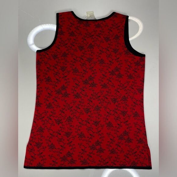 Misook All Over Floral Print Tank Top Women Medium Red Sleeveless - Picture 4 of 6